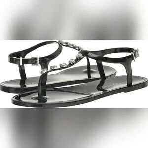 Katy Perry Womens The‎ Geli Stud T-Strap Sandal Black Sz. 7 NEW